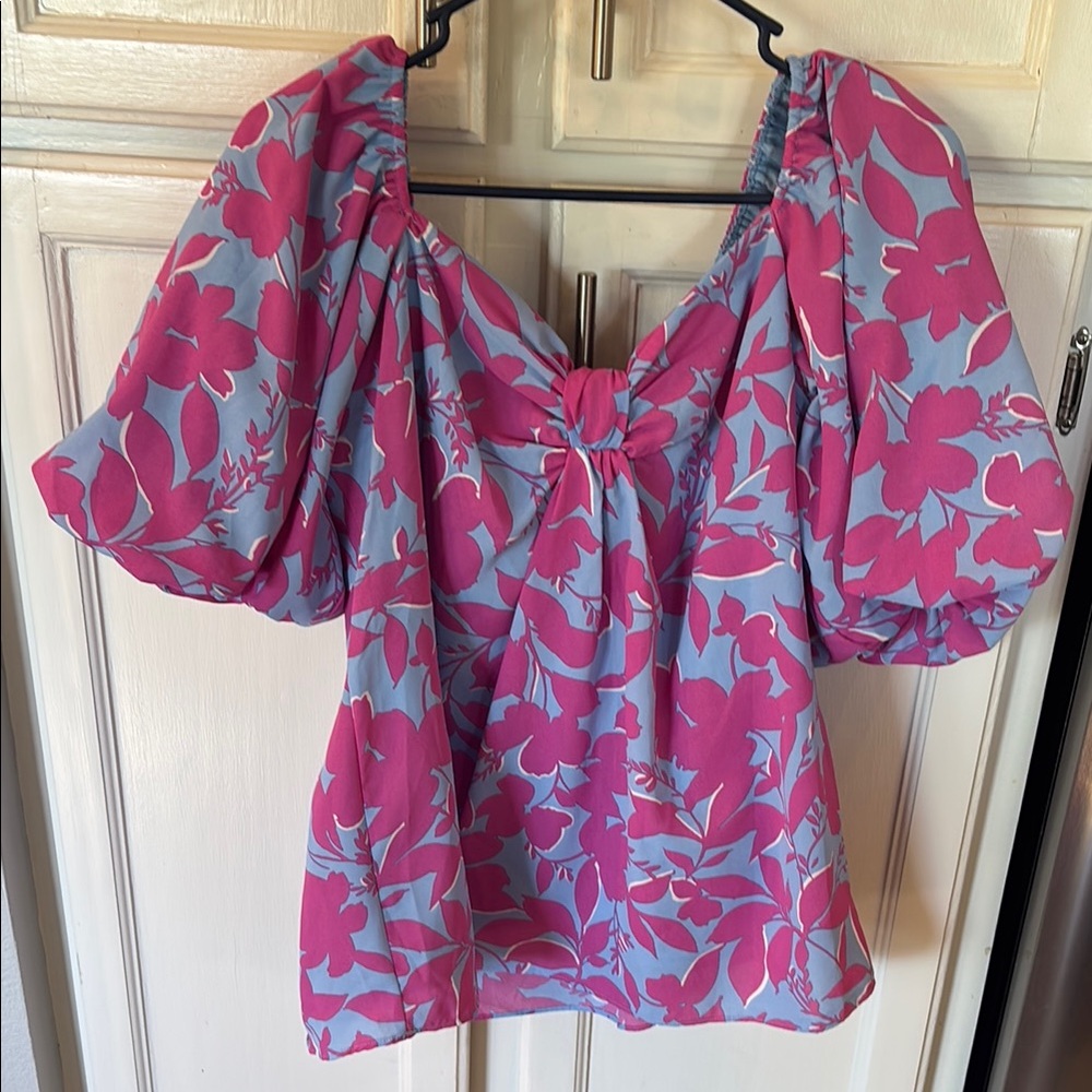 Floral Pink and Blue Women's Top